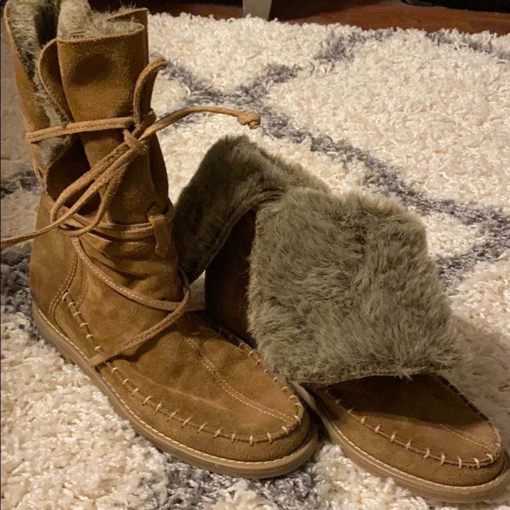 Jack Rogers Suede and faux fur booties